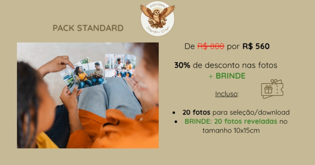 Pack Standard - 20 fotos - 30% OFF + BRINDE