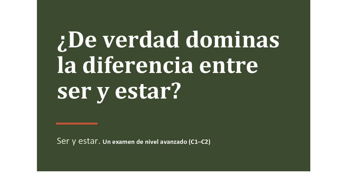 Examen de ser y estar nivel C1-C2